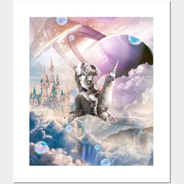 Galaxy Astronaut Sloth Riding Llama Unicorn Wall Art by Random Galaxy